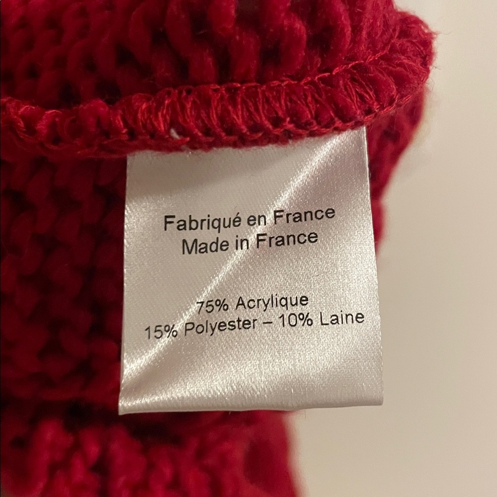 Musier Paris Adele Cable Knit Sweater Women’s Size Medium Cropped Red - Picture 9 of 11